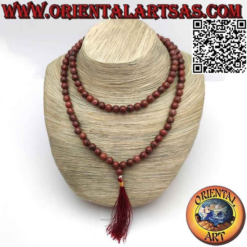 Mālā (Japamālā) Buddhist rosary of 108 beads of 9 mm. in natural red jasper