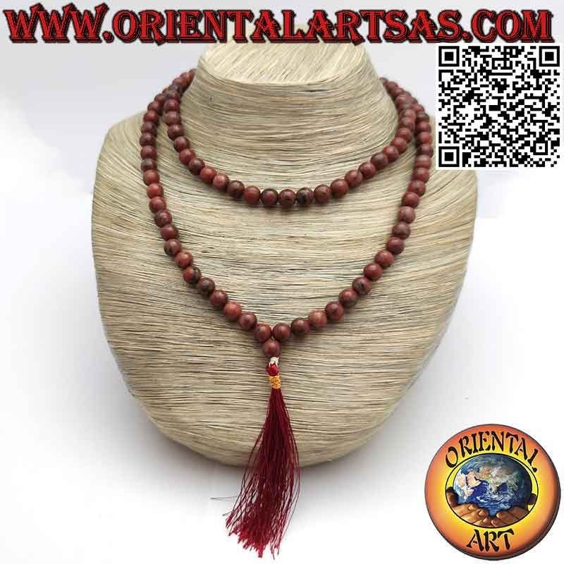 Mālā (Japamālā) Buddhist rosary of 108 beads of 9 mm. in natural red jasper