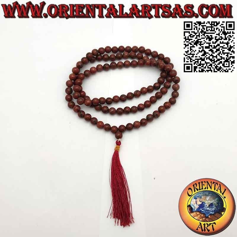 Mālā (Japamālā) Buddhistischer Rosenkranz aus 108 Perlen von 9 mm. in natürlichem rotem Jaspis