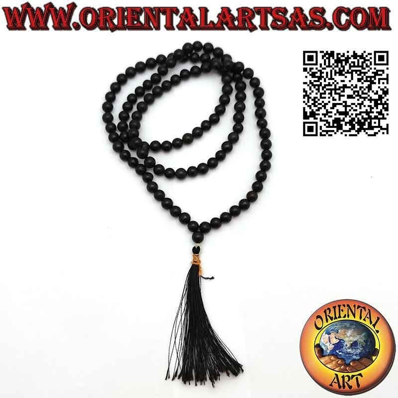 Mālā (Japamālā) Buddhist rosary of 108 beads of 7 mm. in natural black onyx