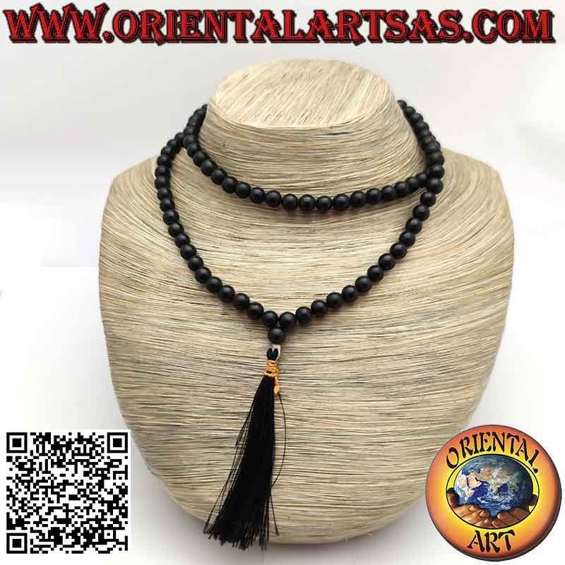Mālā (Japamālā) Rosario budista de 108 cuentas de 7 mm. en ónix negro natural