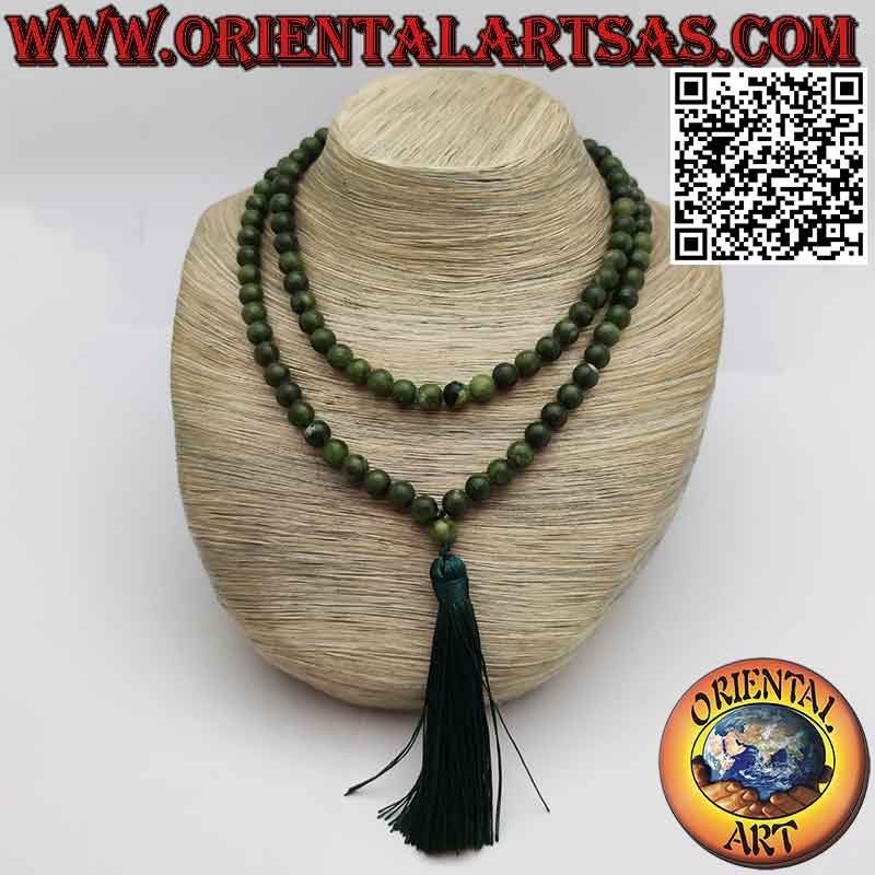Mālā (Japamālā) Buddhistischer Rosenkranz aus 108 Perlen von 9 mm. aus natürlicher Jade