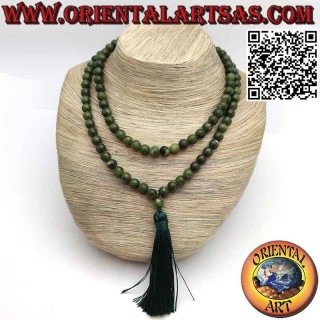 Mālā (Japamālā) Buddhistischer Rosenkranz aus 108 Perlen von 9 mm. aus natürlicher Jade