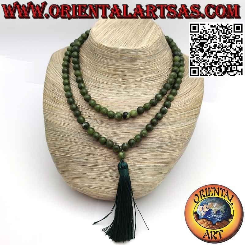 Mālā (Japamālā) Buddhistischer Rosenkranz aus 108 Perlen von 9 mm. aus natürlicher Jade