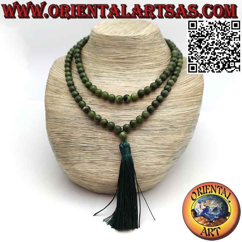 Chapelet bouddhiste Mālā (Japamālā) de 108 grains de 9 mm. en jade naturel