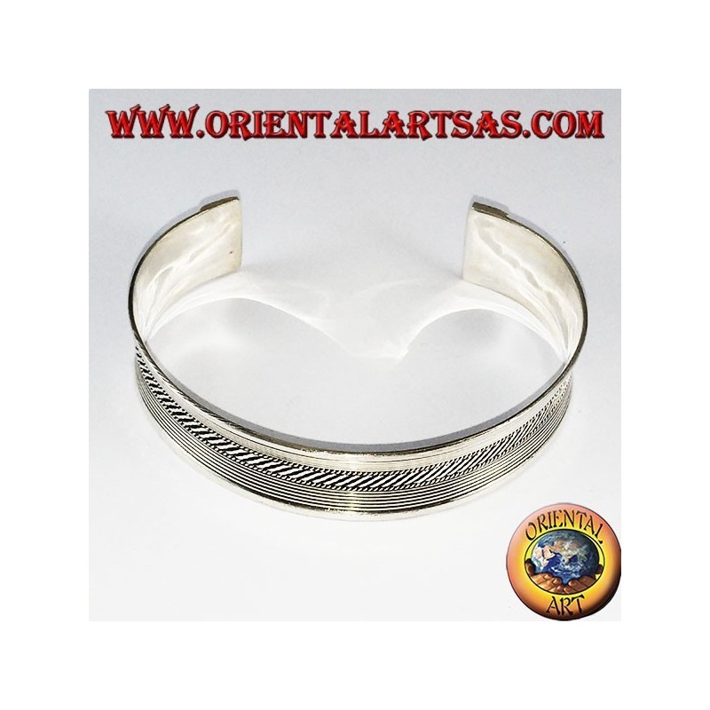 Bracelet en argent, lignes dur tressés