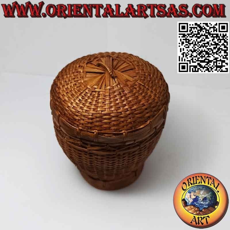 Basket box in woven wicker with a diameter of cm. 13 and height 15 cm