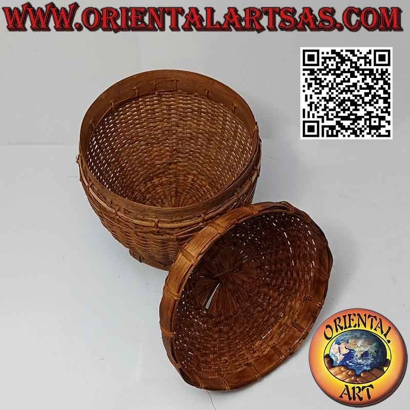 Korbbox aus geflochtener Weide mit einem Durchmesser von cm. 13 und Höhe 15 cm