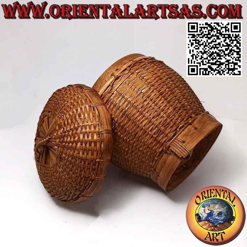 Basket box in woven wicker with a diameter of cm. 13 and height 15 cm