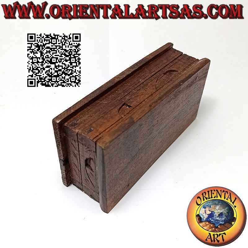 Schmuckschatulle in Schatulle mit geschnitztem Pfau, aus Sonokeling-Holz (indonesisches Ebenholz), 14x7 cm