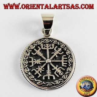 Silver pendant and Aegishjalmur vegvisir with Celtic runes