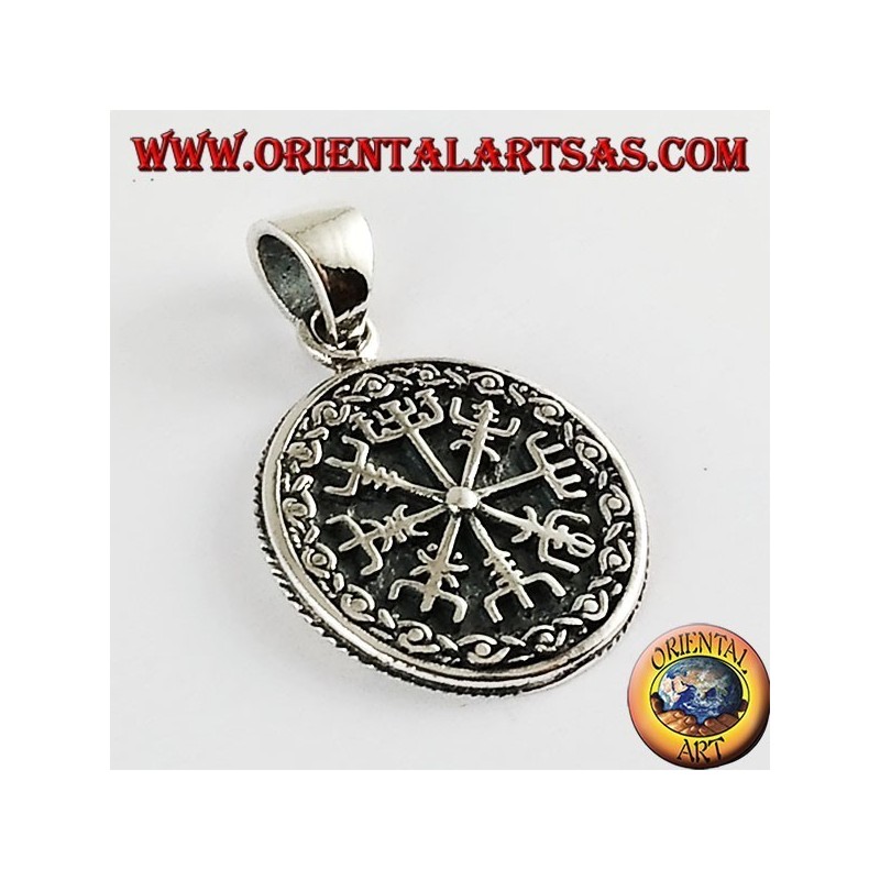 Silber Anhänger und Aegishjalmur vegvisir mit keltischen Runen