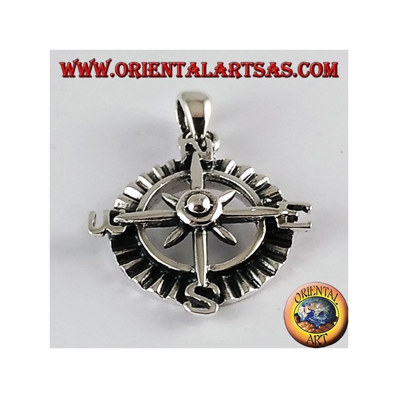 Pendentif argent rose boussole