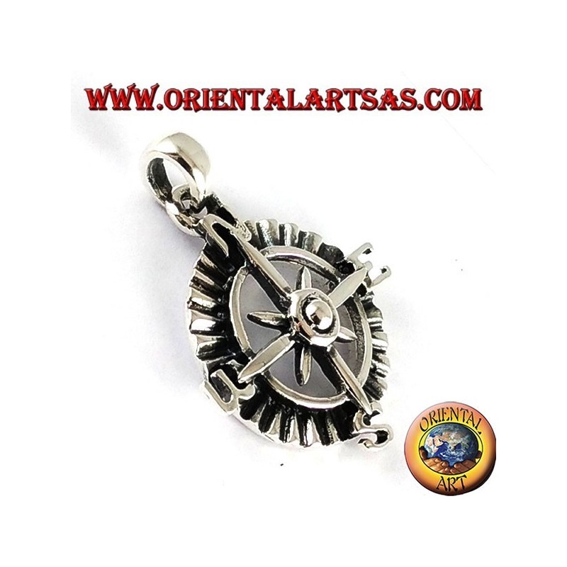 Pendentif argent rose boussole