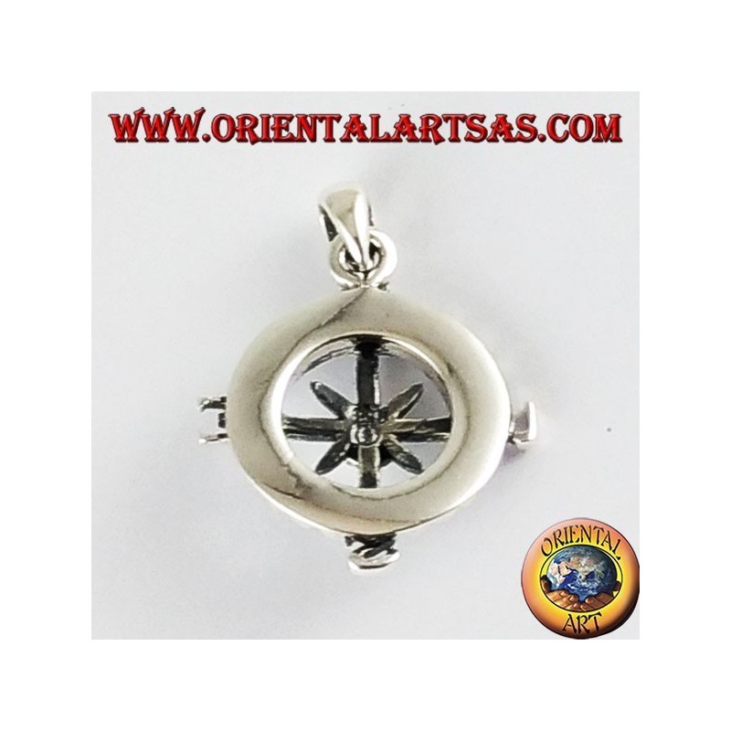 Silver Pendant rose compass