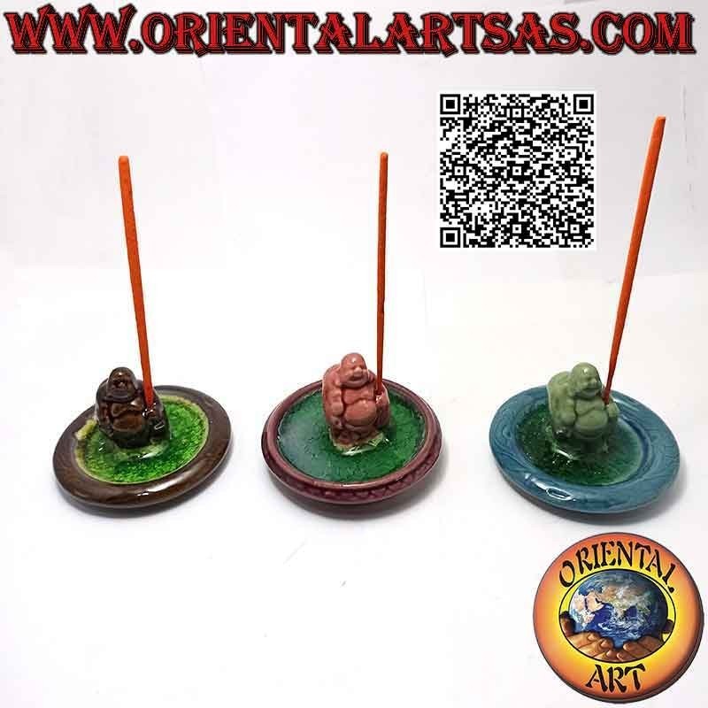 Brucia incenso "Buddha dell'abbondanza (Budai) in piedi"  in ceramica