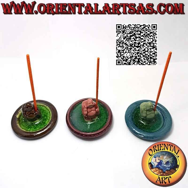 Brucia incenso "Buddha dell'abbondanza (Budai) in piedi"  in ceramica