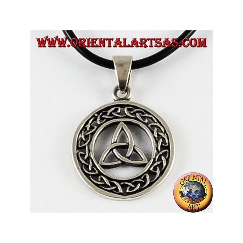 Silber Anhänger Triquetra in keltischen Knoten Kreis