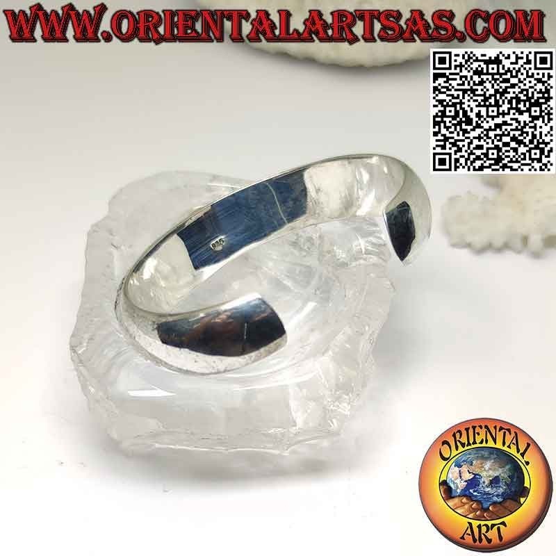 Abgerundetes starres Armband aus 925 ‰ Silber mit graviertem Blumendekor und ovalem rotem Achat