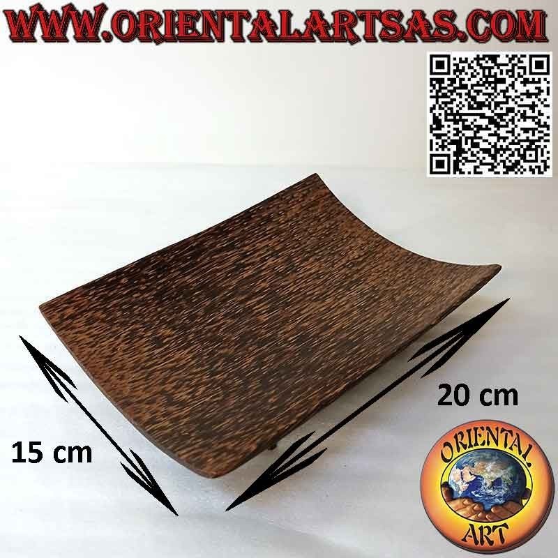 Boat-shaped pocket emptier with feet, in coconut wood