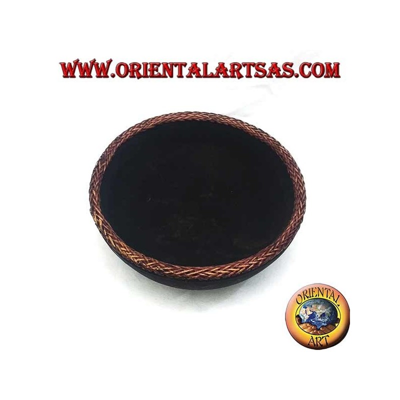 Handcrafted Mahogany Wood & Rattan Bowl Lombok | Oriental Art