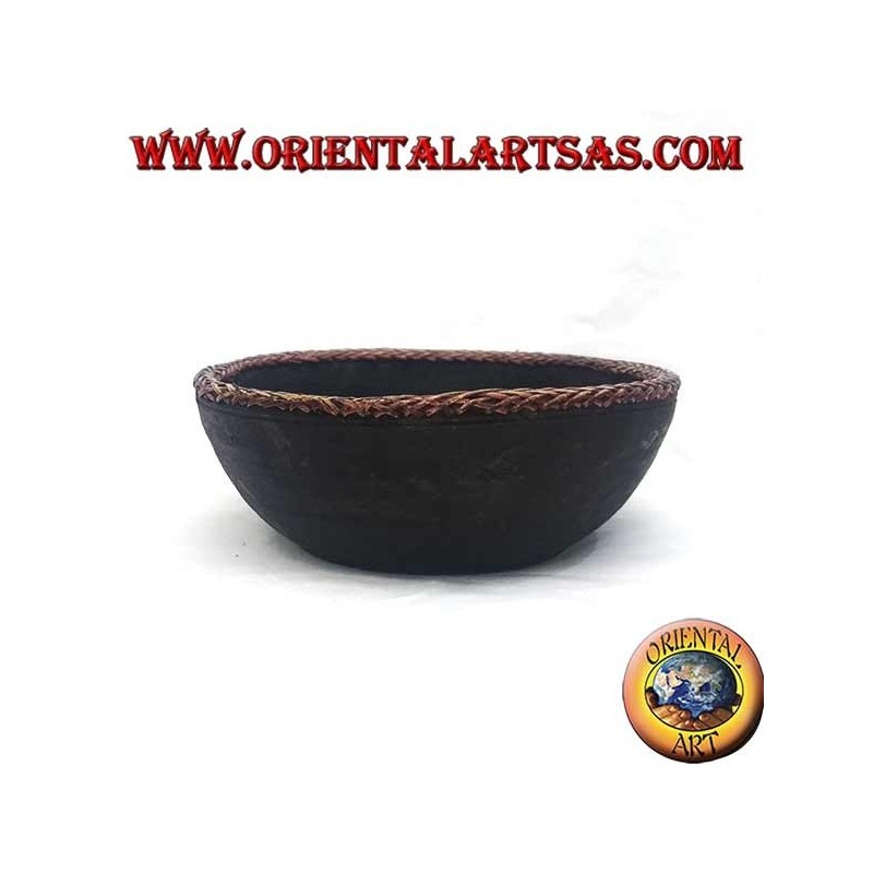 Handgefertigte Mahagoni & Rattan Schale Lombok | Oriental Art