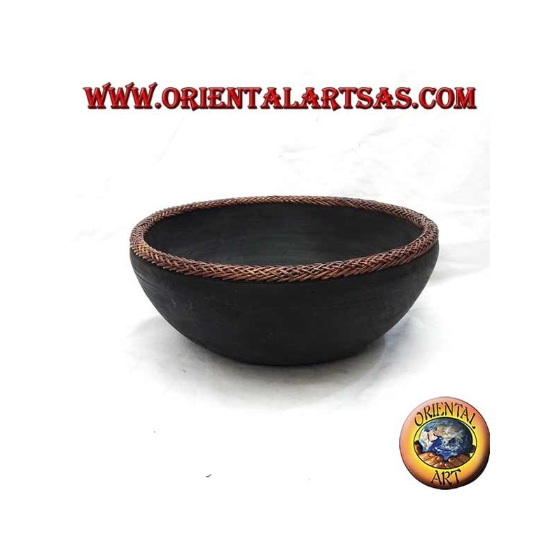 Handcrafted Mahogany Wood & Rattan Bowl Lombok | Oriental Art
