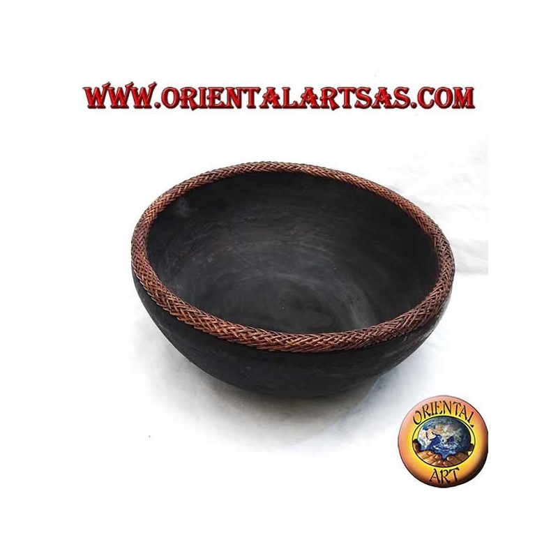 Handgefertigte Mahagoni & Rattan Schale Lombok | Oriental Art