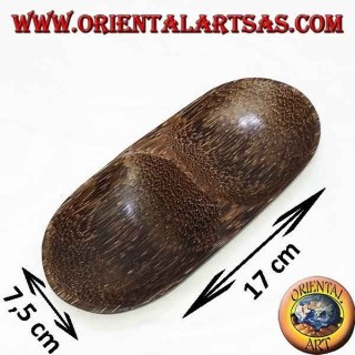 Svuotatasche vassoio doppio, ovale in legno di cocco