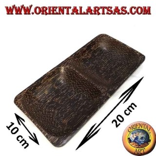 Double tray rectangular tray in coconut wood
