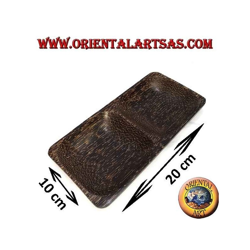 Plateau double plateau rectangulaire en bois de coco