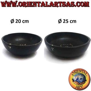 Cuenco aborigen Lombok en madera de caoba e incrustaciones de nácar