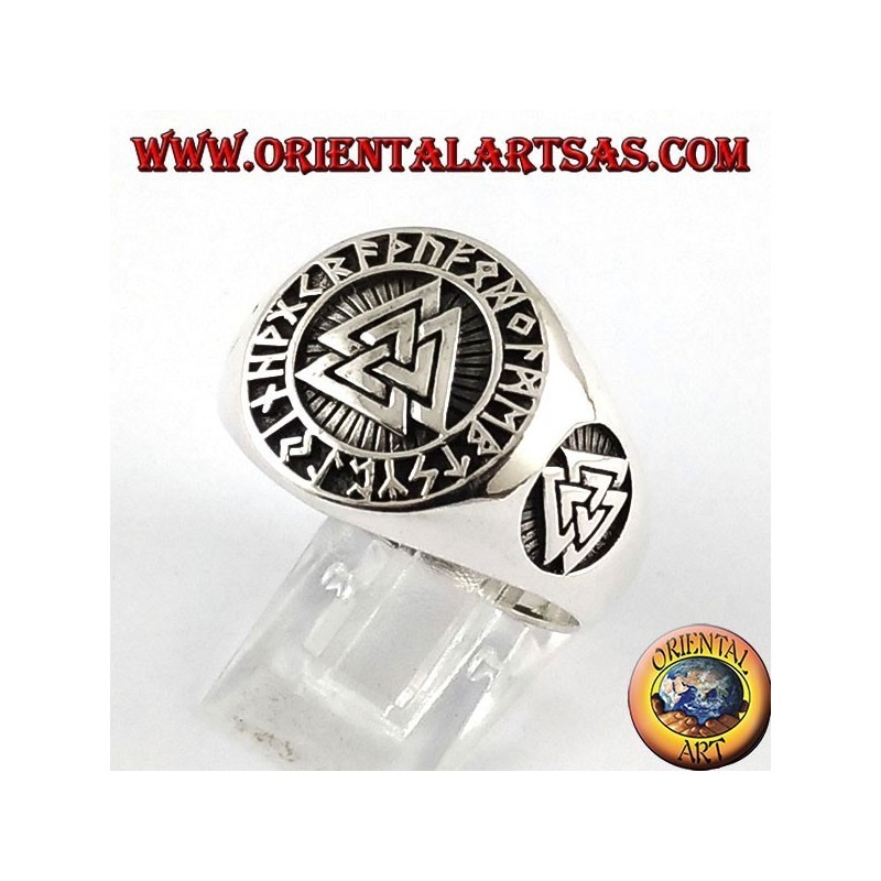 Silver ring, Odin's knot with Celtic runes