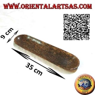 Pocket emptier, elongated oval tray in coconut wood