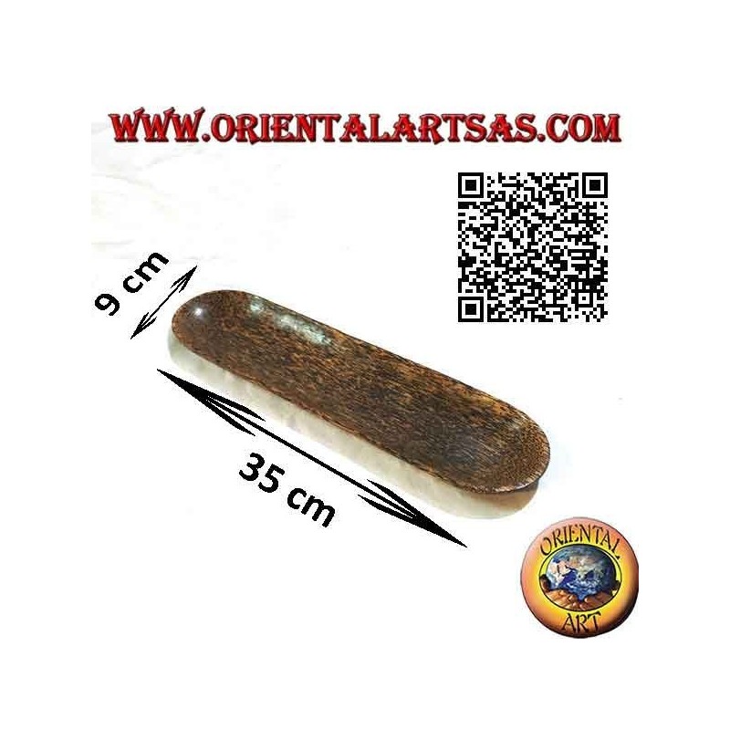 Pocket emptier, elongated oval tray in coconut wood