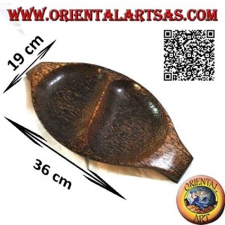 Ovales Tablett mit Taschenentleerung und Doppelfach aus Kokosnussholz