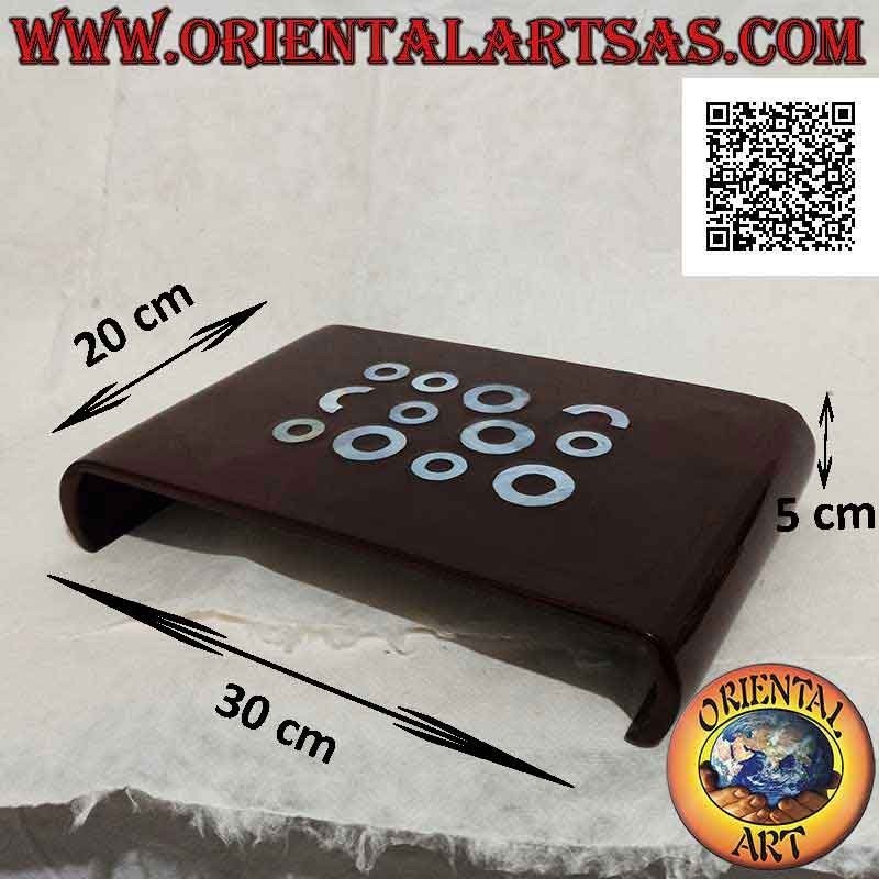 Bandeja elevada en resina burdeos brillante y nácar aplicado 30 cm x 20 cm
