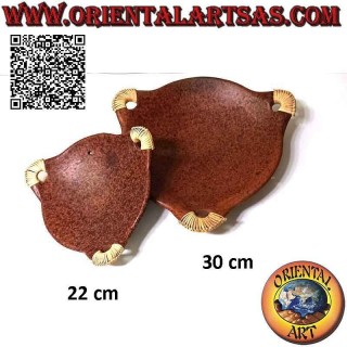 Lombok triangular tray valet tray in light terracotta and perforated wicker handles