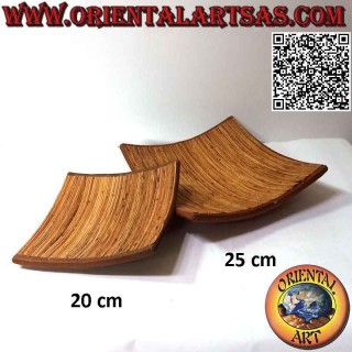Lombok square tray tray in terracotta covered with bamboo sticks
