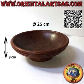 Centre de table rond ou assiette à fruits en terre cuite avec dessous rayé Ø 25 cm