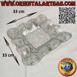 Centro de mesa cuadrado vaciabolsillos con puntilla de cristal y adornos orientales plateados de 33 cm