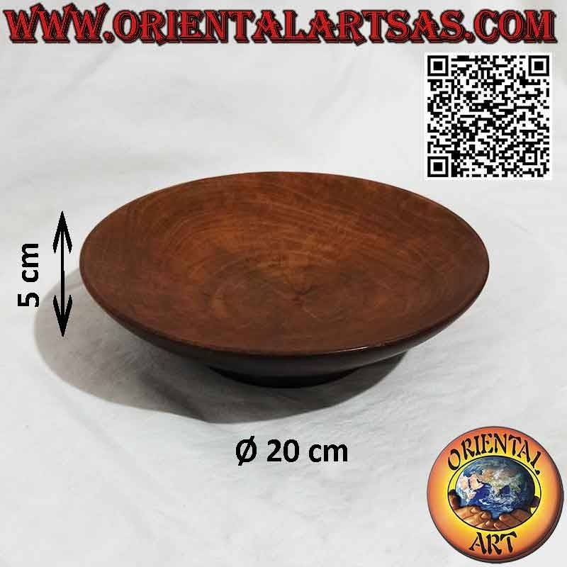 Pocket emptier - round plate in mahogany wood with base (20 cm)