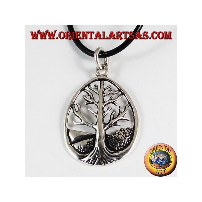 Colgante de plata, árbol de la vida Yggdrasil grande