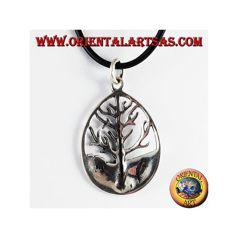 Pendentif argent, arbre de vie Yggdrasil grande