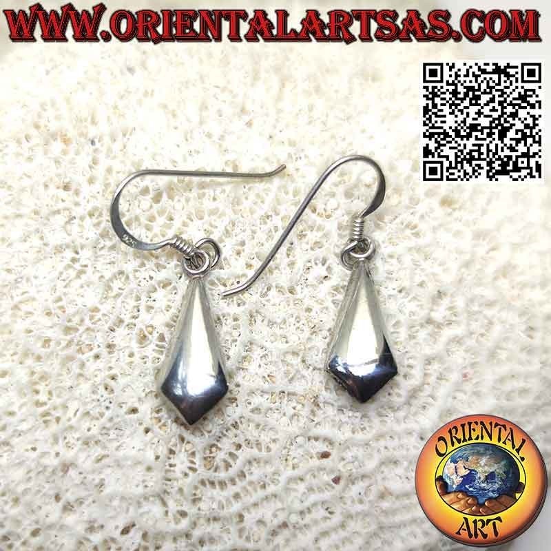 Silver leverback earrings with smooth rounded pointed drop