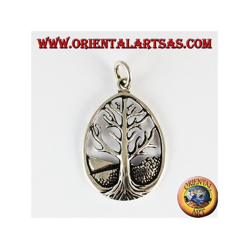 Silber Anhänger, Baum des Lebens Yggdrasil groß