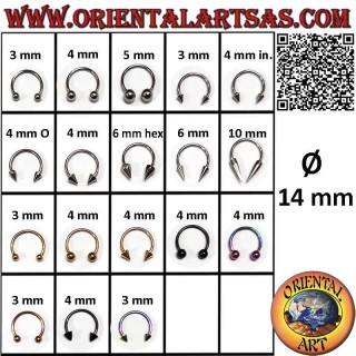 Hufeisen-Piercing (Circular Barbell) aus Chirurgenstahl (316L), 14 mm Ø x 1,2 mm dick