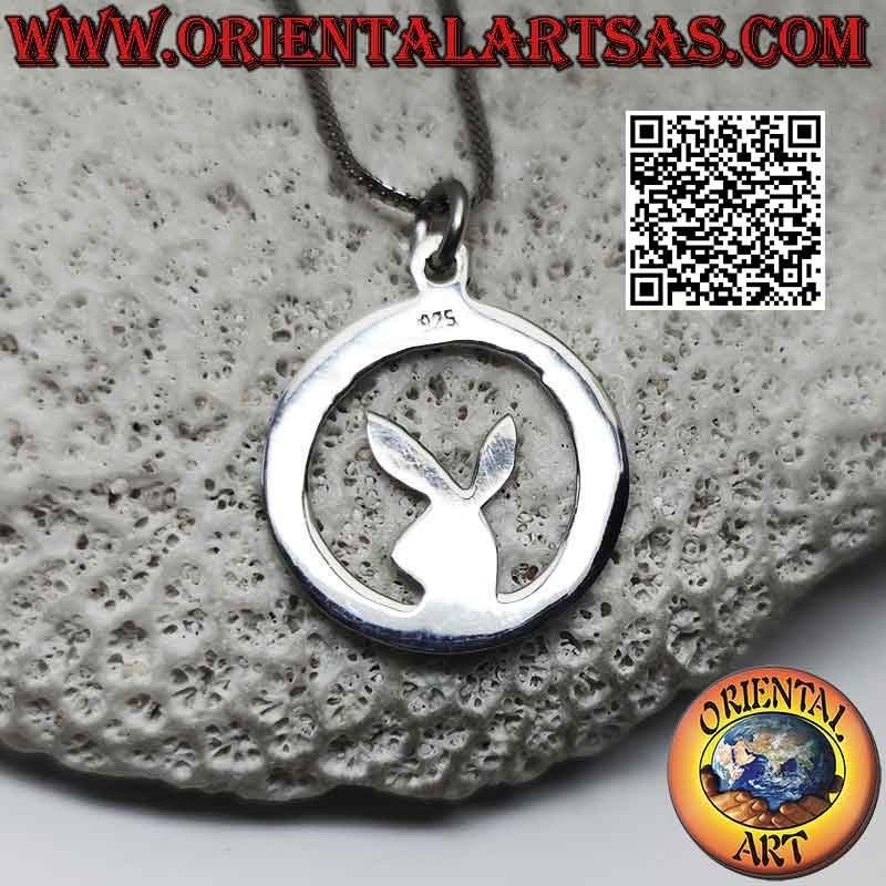 Silver pendant "playboy" bunny smooth in the circle (flat)