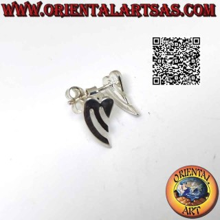 Smooth heart lobe silver earrings with elongated tip and pair of perforated lines