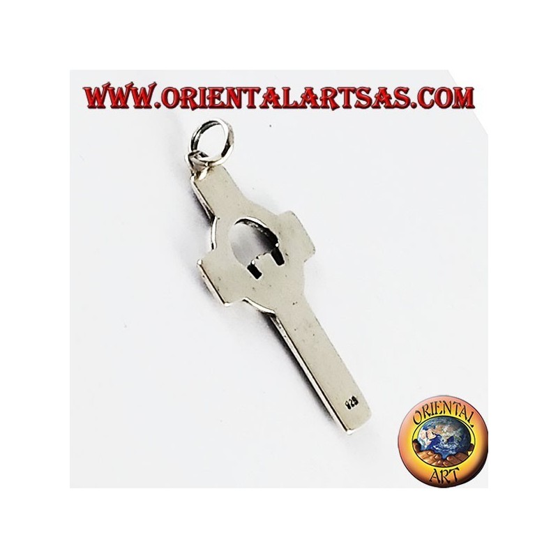 Ciondolo  d'argento, croce celtica con claddagh